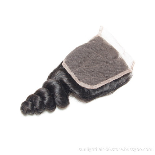 Free sample  Brazilian Raw Virgin Cuticle Aligned Human Hair  Loose Wave 3 Bundles With Closure 8"--26" Natural Color